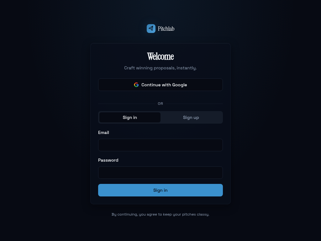 Combined sign-in and sign-up panel