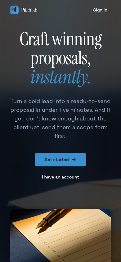 Mobile landing page