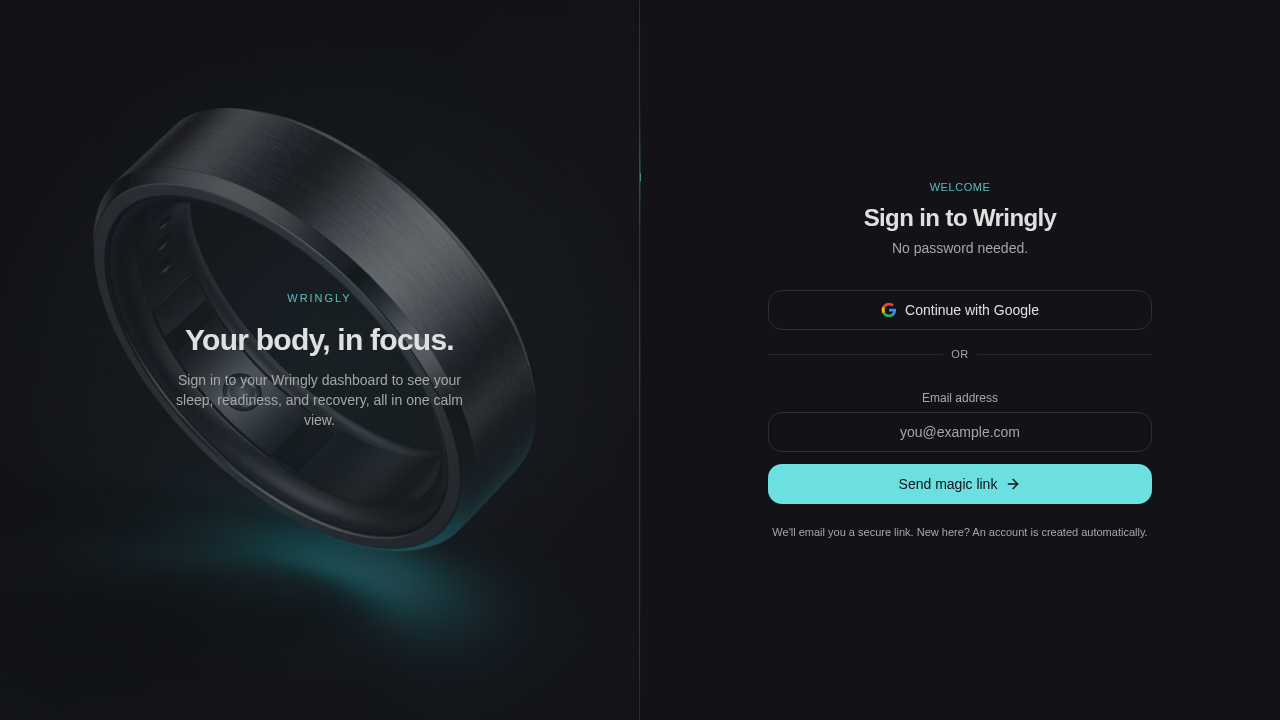 Magic-link sign-in screen